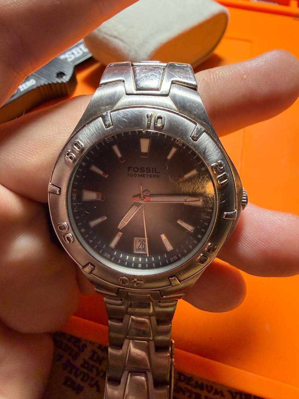 Fossil AM-3816 Blue Watch Stainless Steel Analog Quartz